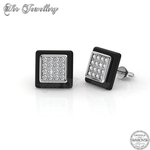 Square Ceramic Earrings (Black) - Crystals from Swarovski®