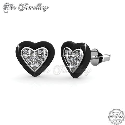 Heart Ceramic Earrings (Black) - Crystals from Swarovski®