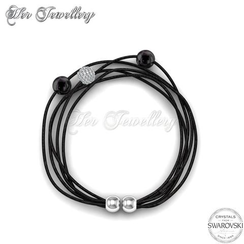 Leather Bracelet (Black) - Crystals from Swarovski®
