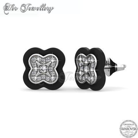 Clover Ceramic Earrings (Black) - Crystals from Swarovski®