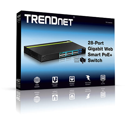 Trendnet 28-Port Gigabit Web Smart PoE+ Switch W/4 SFP Slots